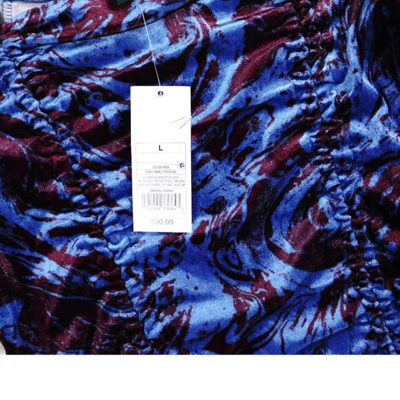 Wild Fable Ruched Velvet Mini Dress – Abstract Print Long Sleeve – Size L NWT - Picture 10 of 10